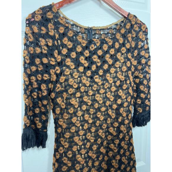 New Tracy Reece New York Fringed Shift Dress in Rich Curry Women's 4 / Small - Picture 2 of 8